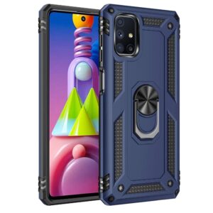 Hoesje geschikt voor Samsung Galaxy M51 - Schokbestendig - Hardcase- Ring Armor- Blauw