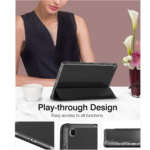 Hoesje geschikt voor Samsung Galaxy Tab S4 10.5 Book Cover Tri-Fold hoesje met soft silicone houder zwart