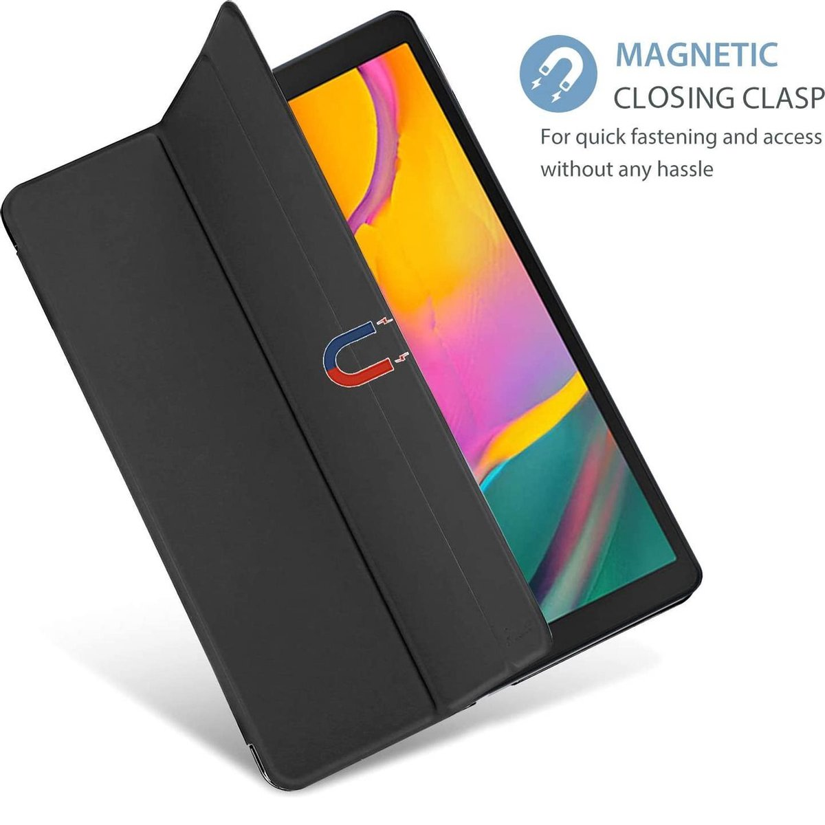 Hoesje geschikt voor Samsung Galaxy Tab S4 10.5 Book Cover Tri-Fold hoesje met soft silicone houder zwart