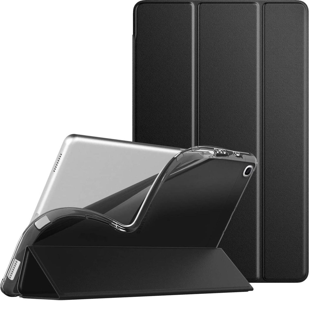 Hoesje geschikt voor Samsung Galaxy Tab S4 10.5 Book Cover Tri-Fold hoesje  met soft silicone houder zwart - All4Gadgets
