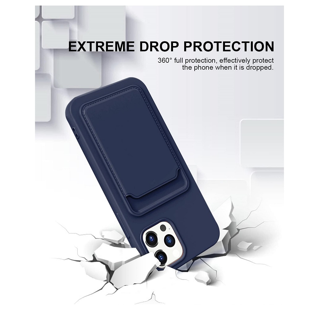 Hoesje geschikt voor Iphone 11 Pro Max - Siliconen hoesje - Blauw - Pasjeshouder