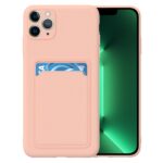 Hoesje geschikt voor iPhone 11 Pro - Siliconen hoesje - Licht Roze - Pasjeshouder