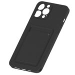 Hoesje geschikt voor Iphone 12 Pro Max - Siliconen hoesje - Zwart - Pasjeshouder