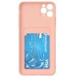 Hoesje geschikt voor iPhone 12 Pro - Siliconen hoesje - Licht Roze - Pasjeshouder