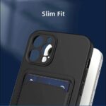 Hoesje geschikt voor Iphone 12 Pro - Siliconen hoesje - Zwart - Pasjeshouder