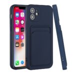 Hoesje geschikt voor Iphone 12 - Siliconen hoesje - Blauw - Pasjeshouder