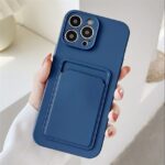 Hoesje geschikt voor Iphone 13 Pro Max - Siliconen hoesje - Blauw - Pasjeshouder