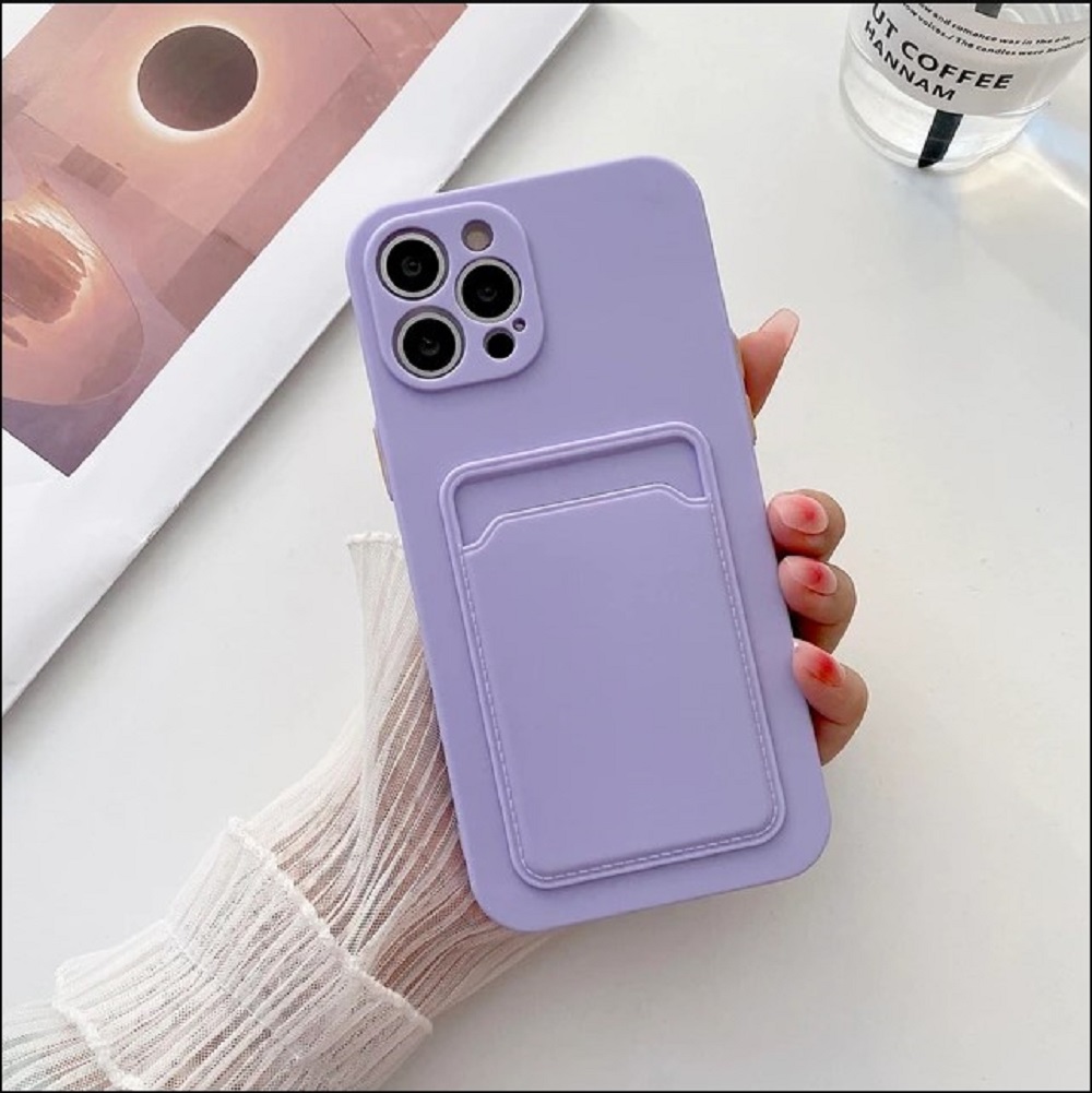 Hoesje geschikt voor Iphone 13 Pro Max - Siliconen hoesje - Paars - Pasjeshouder