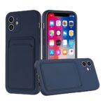 Hoesje geschikt voor iPhone 13 - Siliconen hoesje - Blauw - Pasjeshouder