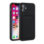 Hoesje geschikt voor iPhone 13 - Siliconen hoesje - Zwart - Pasjeshouder