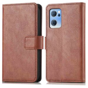 Hoesje geschikt voor Oppo Find X5 Lite - Boekhoesje - Bruin  - Portemonneehoesje