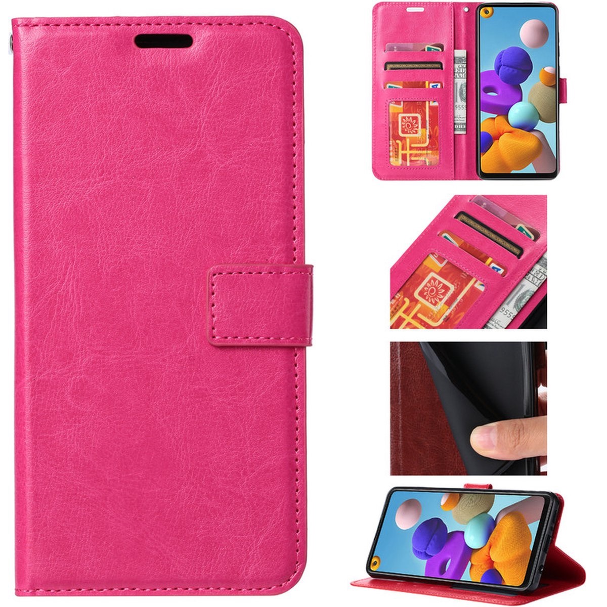 Hoesje geschikt voor Samsung Galaxy S22+ - Boekhoesje - Roze - Portemonneehoesje