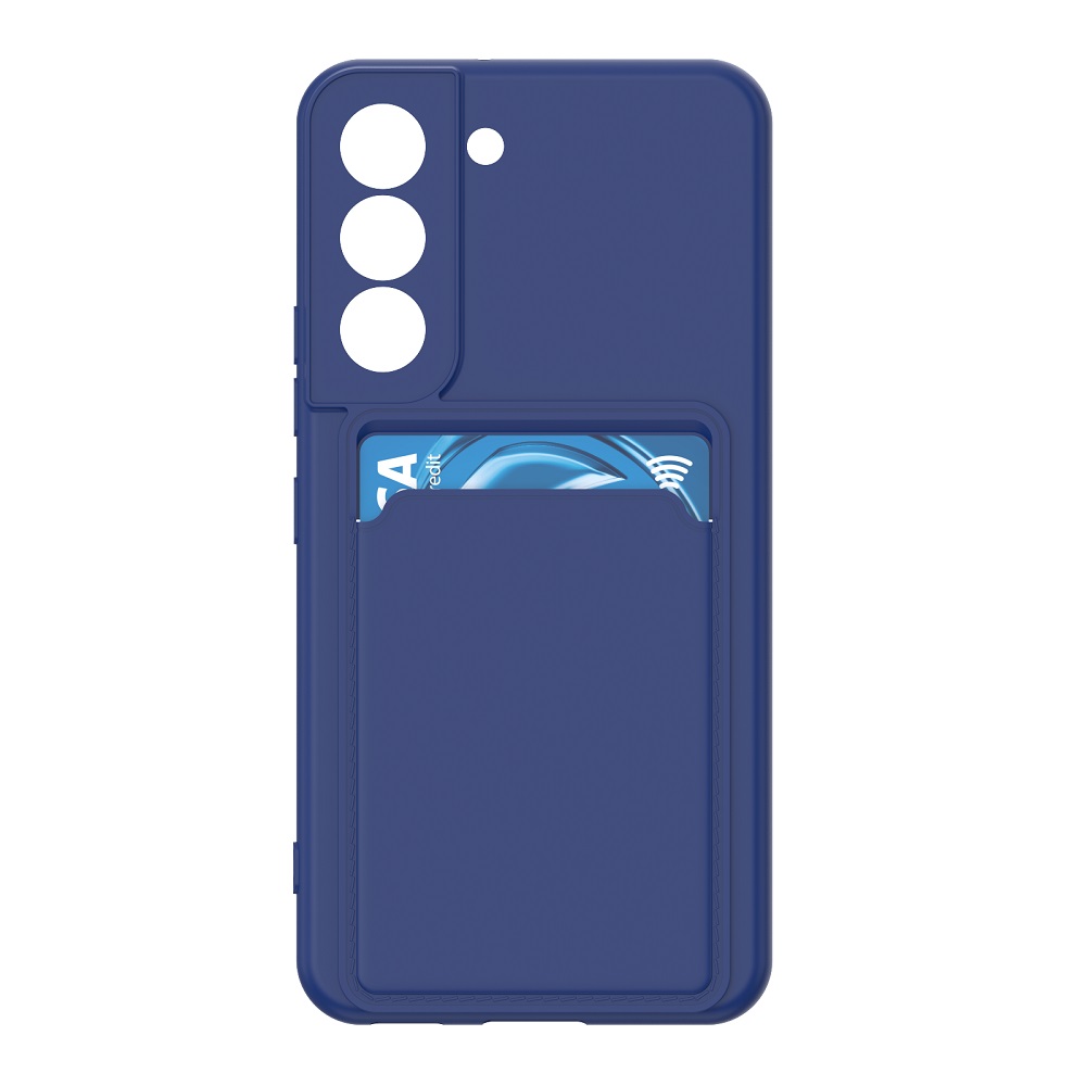 Hoesje geschikt voor Samsung S21FE - Siliconen hoesje - Blauw - Pasjeshouder