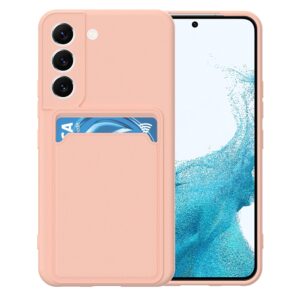 Hoesje geschikt voor Samsung S21FE - Siliconen hoesje - Licht Roze - Pasjeshouder