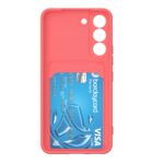 Hoesje geschikt voor Samsung S22+ - Siliconen hoesje - Donker Roze - Pasjeshouder