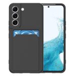 Hoesje geschikt voor Samsung S22+ - Siliconen hoesje - Zwart - Pasjeshouder