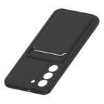 Hoesje geschikt voor Samsung S22+ - Siliconen hoesje - Zwart - Pasjeshouder