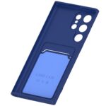 Hoesje geschikt voor Samsung S22 Ultra - Siliconen hoesje - Blauw - Pasjeshouder