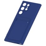 Hoesje geschikt voor Samsung S22 Ultra - Siliconen hoesje - Blauw - Pasjeshouder