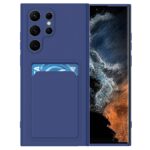 Hoesje geschikt voor Samsung S22 Ultra - Siliconen hoesje - Blauw - Pasjeshouder