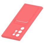 Hoesje geschikt voor Samsung S22 Ultra - Siliconen hoesje - Donker Roze - Pasjeshouder