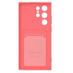 Hoesje geschikt voor Samsung S22 Ultra - Siliconen hoesje - Donker Roze - Pasjeshouder