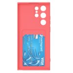 Hoesje geschikt voor Samsung S22 Ultra - Siliconen hoesje - Donker Roze - Pasjeshouder