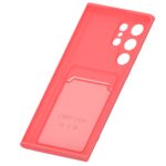 Hoesje geschikt voor Samsung S22 Ultra - Siliconen hoesje - Donker Roze - Pasjeshouder