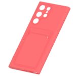 Hoesje geschikt voor Samsung S22 Ultra - Siliconen hoesje - Donker Roze - Pasjeshouder