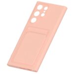 Hoesje geschikt voor Samsung S22 Ultra - Siliconen hoesje - Licht Roze - Pasjeshouder