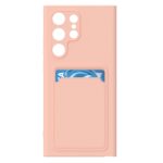 Hoesje geschikt voor Samsung S22 Ultra - Siliconen hoesje - Licht Roze - Pasjeshouder