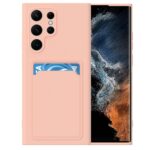 Hoesje geschikt voor Samsung S22 Ultra - Siliconen hoesje - Licht Roze - Pasjeshouder