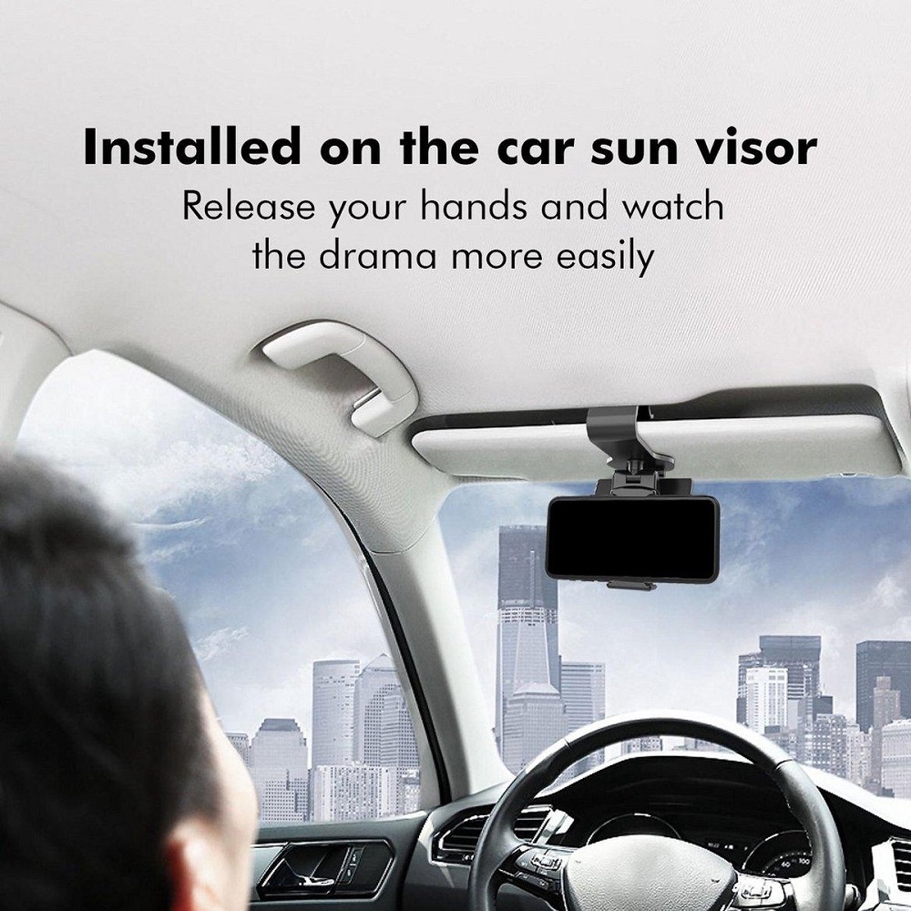 Auto Telefoonhouder voor Dashboard of Zonneklep met Nummerweergave en 360 graden Rotatie - LB541