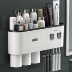 Tandenborstel Organizer | Tandenborstelhouder | Automatisch Tandpasta Dispenser | met Lade en Opbergvak voor Badkamer - LB544