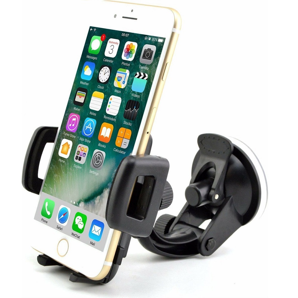 Telefoonhouder Auto | Zuignap en Klem- en kliksysteem | Universeel en 360 graden rotatie - LB414