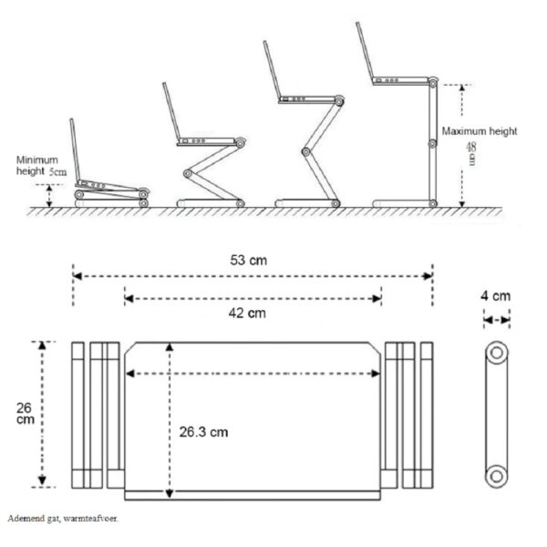 Verstelbaar Laptoptafel | Laptopstandaard met Muismat en Koeling ventilator | LB419