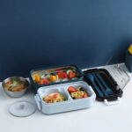 2-delig Bento Lunchbox met Bestek en Soepkom (blauw) MS-33