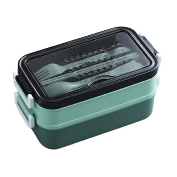 2-delig Bento Lunchbox met Bestek en Soepkom (groen) MS-33