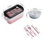 2-delig Bento Lunchbox met Bestek en Soepkom (roze) MS-33