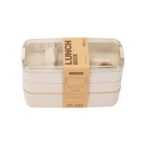 3-delig Bento Lunchbox met Bestek | (groen) MS-37