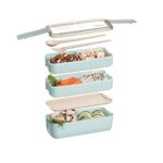 3-delig Bento Lunchbox met Bestek | (groen) MS-37