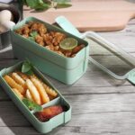 3-delig Bento Lunchbox met Bestek | (groen) MS-37