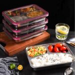 4-vakken Lunchbox Lunchtrommel | Luchtdicht Lekvrij Nestbaar | Magnetron- en Vaatwasserbestendig - LB601