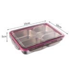 4-vakken Lunchbox Lunchtrommel | Luchtdicht Lekvrij Nestbaar | Magnetron- en Vaatwasserbestendig - LB602