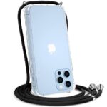 Hoesje geschikt voor Apple iPhone 13 Pro met koord - draagriem - nek - kettinghoesje - Antishock - Transparant