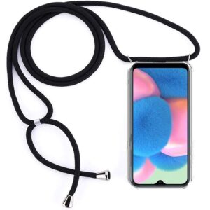 Hoesje geschikt voor Motorola Moto G200 5G met koord - draagriem - nek - kettinghoesje - Antishock - Transparant