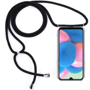 Hoesje geschikt voor Samsung Galaxy A32 5G met koord - draagriem - nek - kettinghoesje - Antishock - Transparant