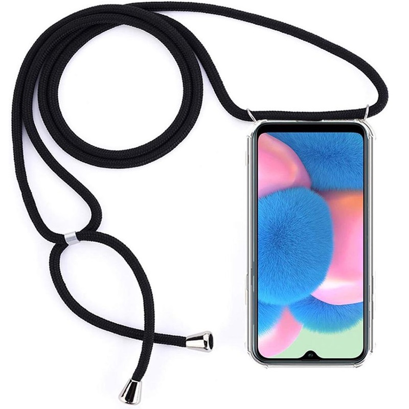 Hoesje geschikt voor Samsung Galaxy A53 5G met koord - draagriem - nek - kettinghoesje - Antishock - Transparant
