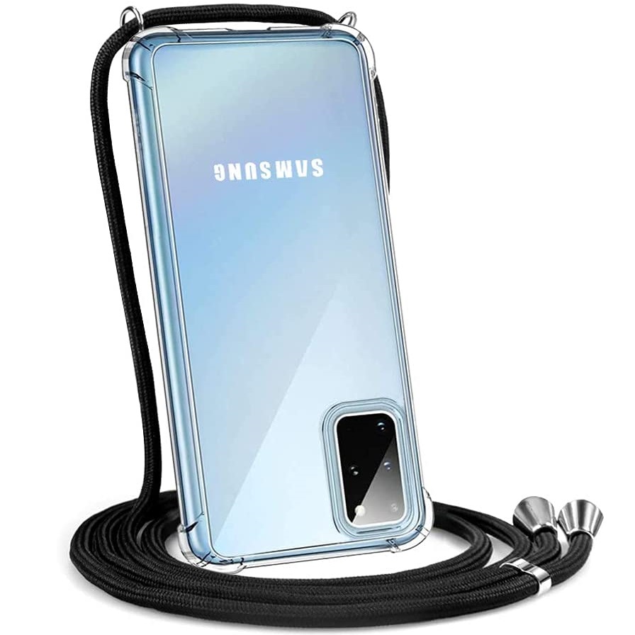 Hoesje geschikt voor Samsung Galaxy S20 FE met koord - draagriem - nek - kettinghoesje - Antishock - Transparant