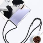Hoesje geschikt voor Samsung Galaxy S21 5G met koord - draagriem - nek - kettinghoesje - Antishock - Transparant